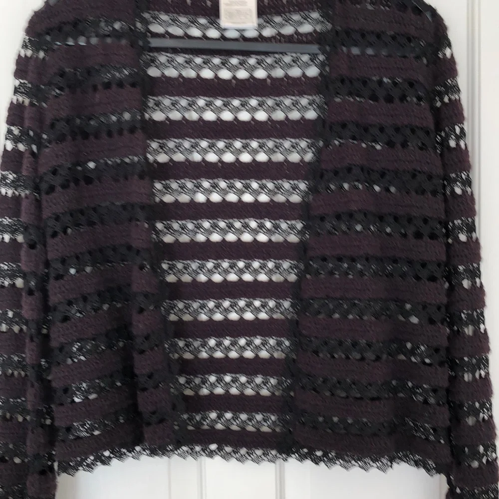 CHANEL cashmere black purple sweater 42